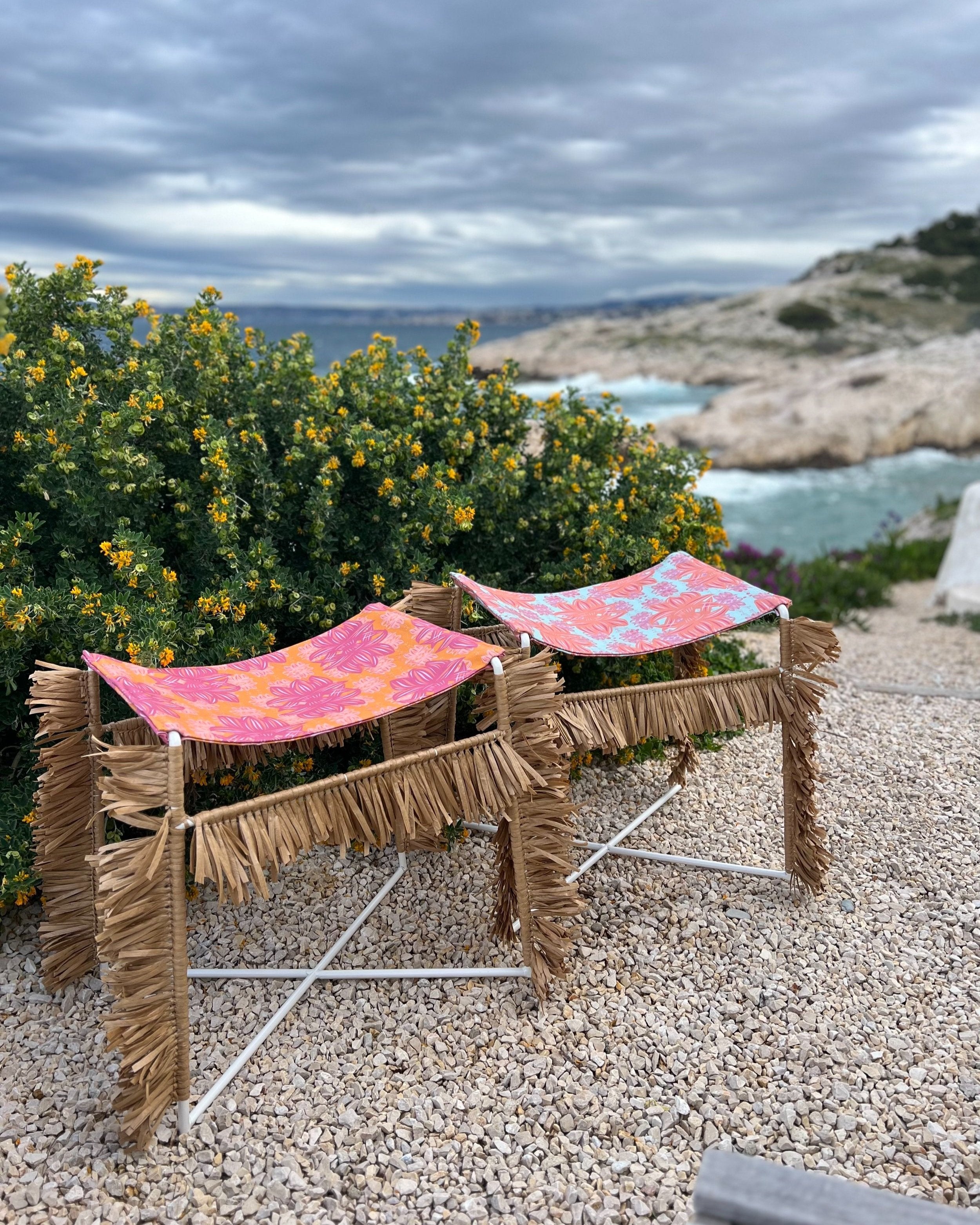 Le Bain des Dames - Tabourets en toile de coton